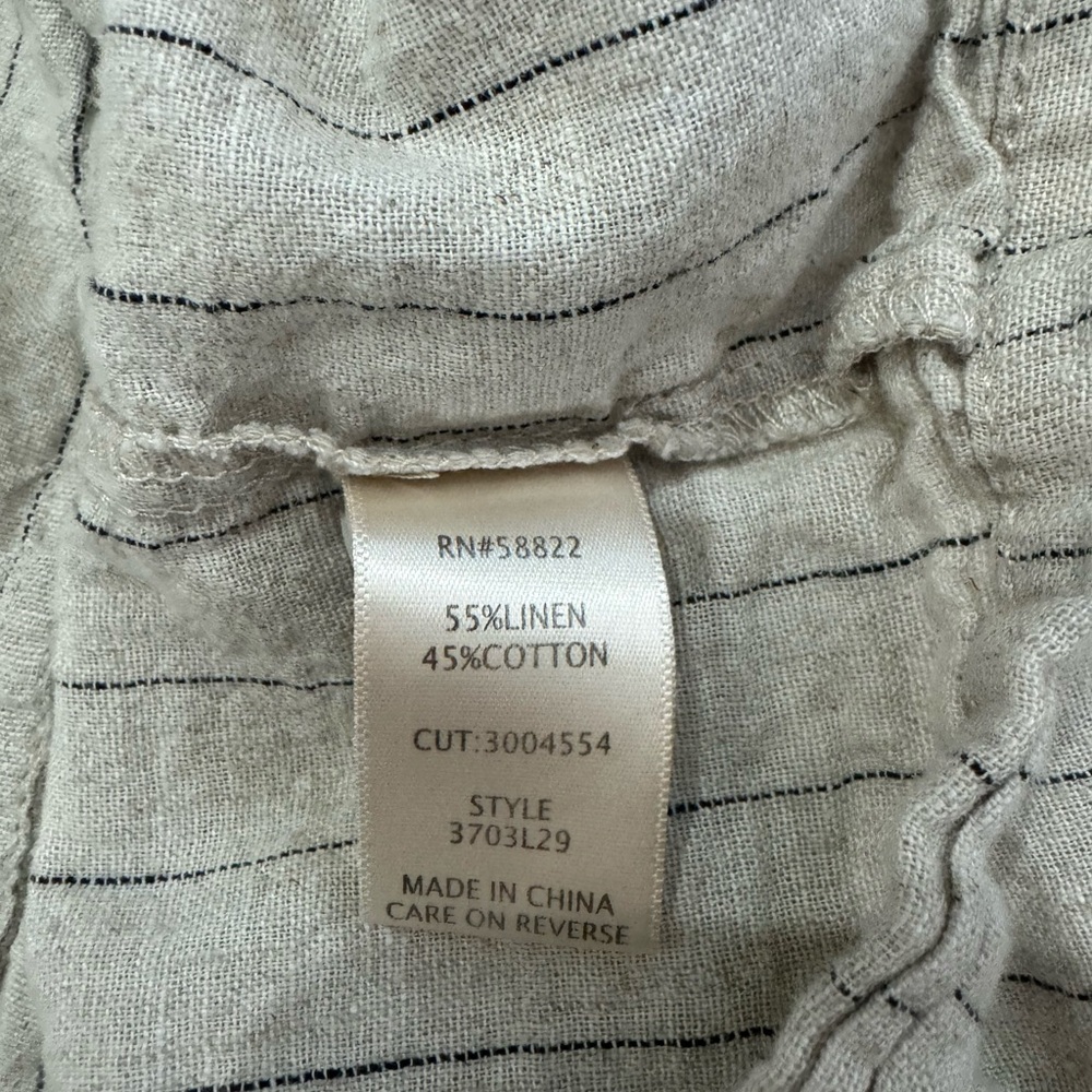 Max Studio linen blend pin striped boxy rolled up sleeve open front blazer XL - Picture 9 of 9